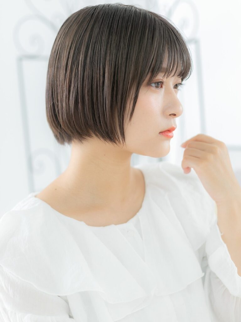 髪質改善/ダークアッシュブラウン×小顔ハッシュカット